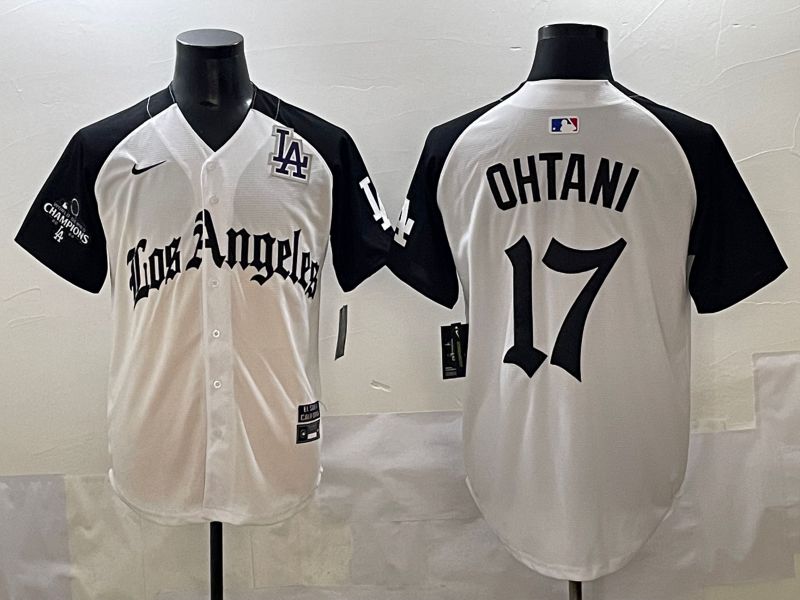 Men 2025 Los Angeles Dodgers #17 Ohtani White black Five generations Joint Name Nike MLB Jersey style 5265->->